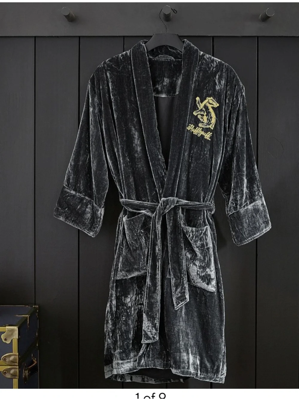Pottery Barn Teen Hufflepuff Gray Velvet Robe
